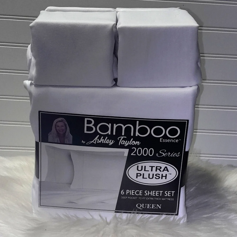 Bamboo Essence Queen White 6 Piece Sheet Set